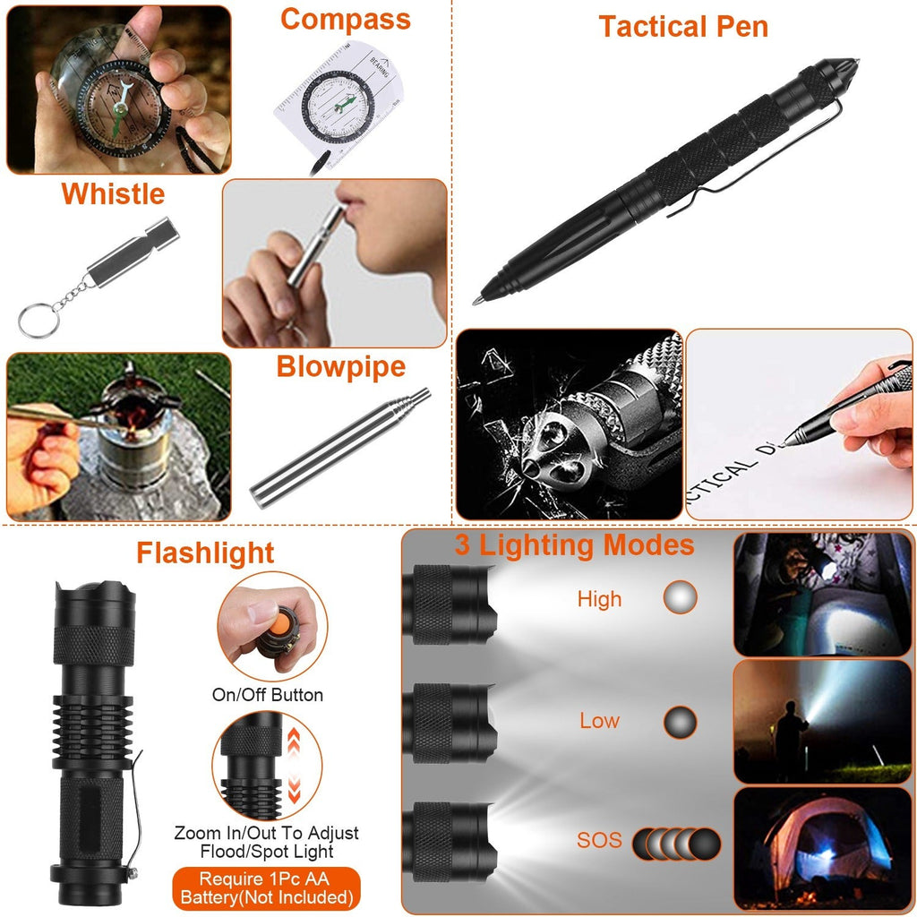 125Pcs Survival Kit for Outdoor Adventures - Professional Emergency Gear & Tactical First Aid Supplies for Camping, Hiking, and Hunting