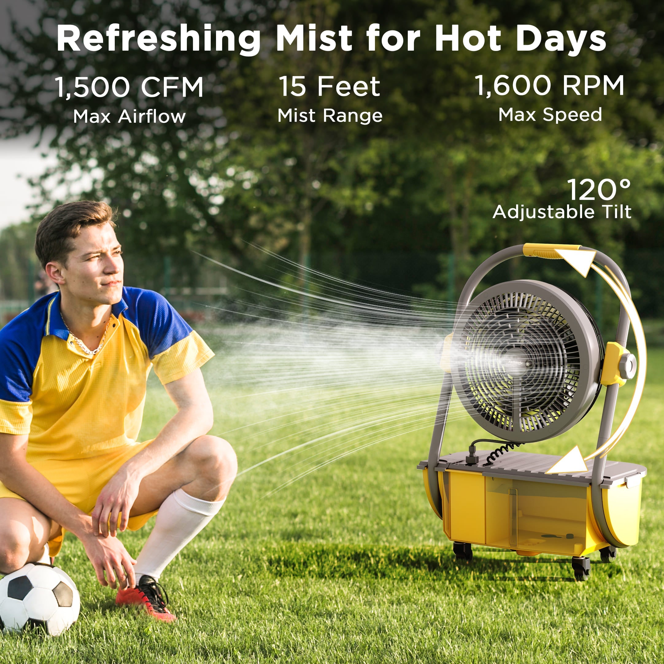 (Open Box) AirSupply MS12 Portable Mist Fan, 19,200mAh Battery & 2.9-Gallon Tank