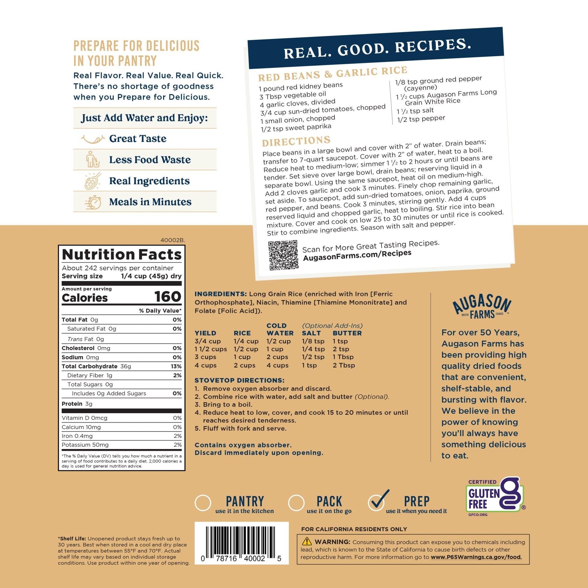 Long Grain White Rice, 242 Servings